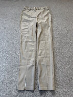 Jason Wu Womens Faux Leather High Rise Skinny Pants WV4280 Beige Size Small